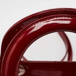 Dior Red Cannage Patent Leather Medium Lady Dior Tote