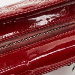 Dior Red Cannage Patent Leather Medium Lady Dior Tote