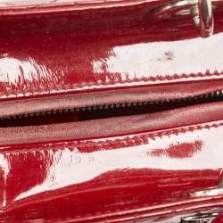 Dior Red Cannage Patent Leather Medium Lady Dior Tote