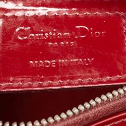 Dior Red Cannage Patent Leather Medium Lady Dior Tote