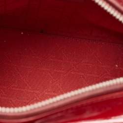 Dior Red Cannage Patent Leather Medium Lady Dior Tote