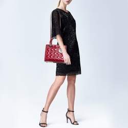 Dior Red Cannage Patent Leather Medium Lady Dior Tote