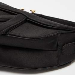 Pre Owned Dior Black Satin Mini Crystal Embellished Saddle Bag