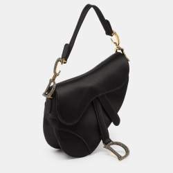 Pre Owned Dior Black Satin Mini Crystal Embellished Saddle Bag