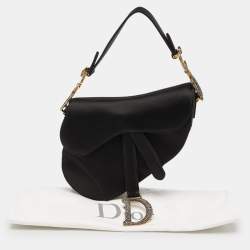 Pre Owned Dior Black Satin Mini Crystal Embellished Saddle Bag