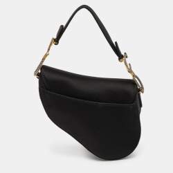 Pre Owned Dior Black Satin Mini Crystal Embellished Saddle Bag