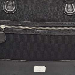 Aigner Black Monogram Canvas and Leather Front Pocket Tote