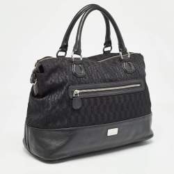 Aigner Black Monogram Canvas and Leather Front Pocket Tote