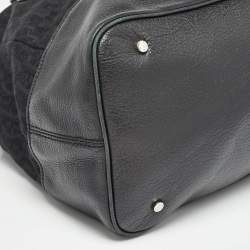 Aigner Black Monogram Canvas and Leather Front Pocket Tote