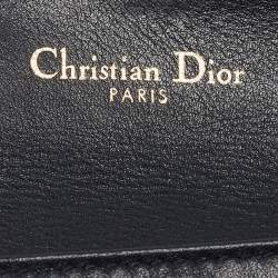 Pre Owned Dior Blue Oblique Canvas Saddle Flap Card Holder