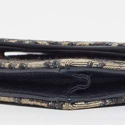 Pre Owned Dior Blue Oblique Canvas Saddle Flap Card Holder