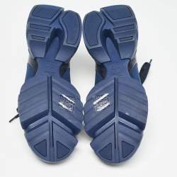 Pre Owned Dior Navy Blue Leather and Neoprene D-Connect Sneakers Size 39