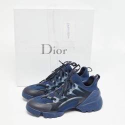 Pre Owned Dior Navy Blue Leather and Neoprene D-Connect Sneakers Size 39