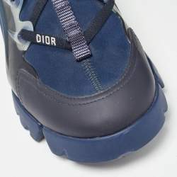 Pre Owned Dior Navy Blue Leather and Neoprene D-Connect Sneakers Size 39