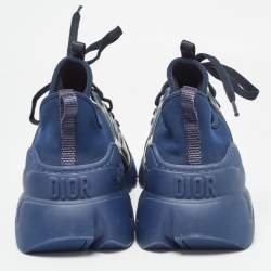 Pre Owned Dior Navy Blue Leather and Neoprene D-Connect Sneakers Size 39