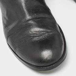 Pre Owned Dior Black Quilted Leather Buckle Detail Knee Length Boots Size 41