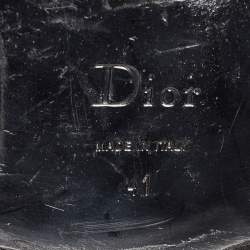 Pre Owned Dior Black Quilted Leather Buckle Detail Knee Length Boots Size 41
