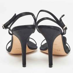 Dior Black Satin Crystal Embellished Ankle Strap Sandals Size 39.5