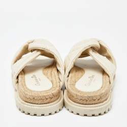 Dior Cream Quilted Leather D-Twist Espadrille Flat Slides Size 38.5