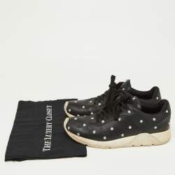 Dior Black Leather Polka Dot Low Top Sneakers Size 41