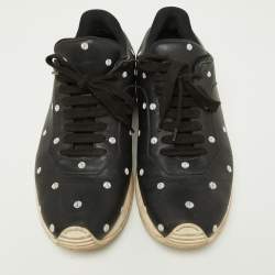 Dior Black Leather Polka Dot Low Top Sneakers Size 41