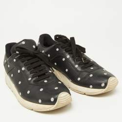 Dior Black Leather Polka Dot Low Top Sneakers Size 41