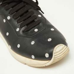 Dior Black Leather Polka Dot Low Top Sneakers Size 41