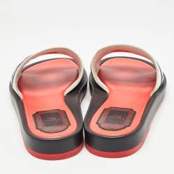 مملوكة مسبقًا Dior Tricolor Leather Marina Slides Size 37