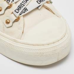 Pre Owned Dior Cream Canvas Walk'n'Dior Sneakers Size 35.5