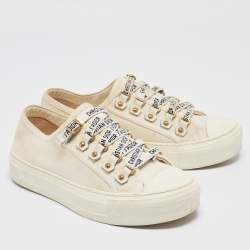 Pre Owned Dior Cream Canvas Walk'n'Dior Sneakers Size 35.5
