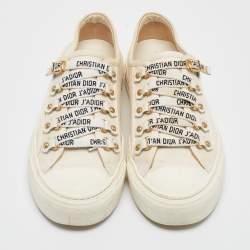 Pre Owned Dior Cream Canvas Walk'n'Dior Sneakers Size 35.5
