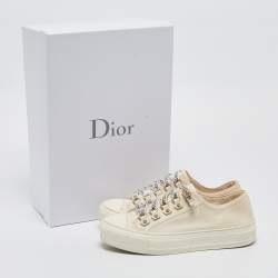 Pre Owned Dior Cream Canvas Walk'n'Dior Sneakers Size 35.5