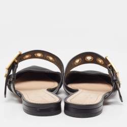Dior Black Technical Fabric and Leather D-Dior Flat Mules Size 38.5