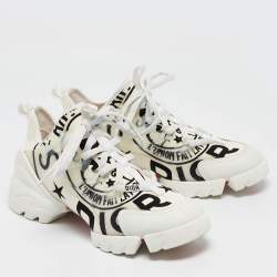 Dior Off White Union Print Neoprene and Rubber D-Connect Sneakers Size 38.5