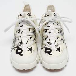 Dior Off White Union Print Neoprene and Rubber D-Connect Sneakers Size 38.5