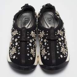 Dior Black Mesh Crystal Embellished Fusion Sneakers Size 36.5