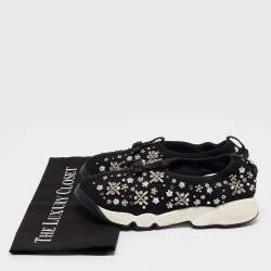 Dior Black Mesh Crystal Embellished Fusion Sneakers Size 36.5