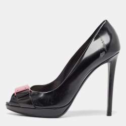 Dior Black Leather Peep Toe Platform Pumps Size 39.5