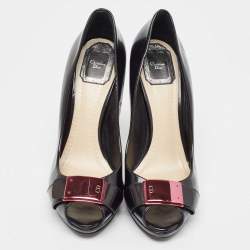 Dior Black Leather Peep Toe Platform Pumps Size 39.5