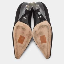 Pre Owned Dior Black Neoprene Lucite Etoile Ankle Wrap Wedge Pumps Size 38