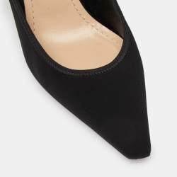 Pre Owned Dior Black Neoprene Lucite Etoile Ankle Wrap Wedge Pumps Size 38