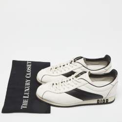 Pre Owned Dior White/Black Leather Low Top Sneakers Size 39
