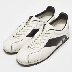 Pre Owned Dior White/Black Leather Low Top Sneakers Size 39