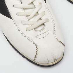 Pre Owned Dior White/Black Leather Low Top Sneakers Size 39