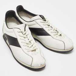Pre Owned Dior White/Black Leather Low Top Sneakers Size 39