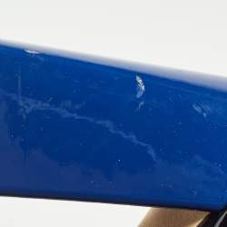 Pre Owned Dior Black/Blue Patent Pointed Toe Block Heel Pumps Size 37.5