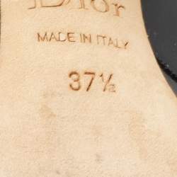 Pre Owned Dior Black/Blue Patent Pointed Toe Block Heel Pumps Size 37.5