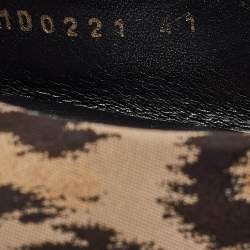 Dior Beige/Brown Leopard Print Fabric Mizza Slingback Flat Sandals Size 41