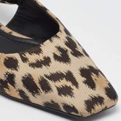 Dior Beige/Brown Leopard Print Fabric Mizza Slingback Flat Sandals Size 41