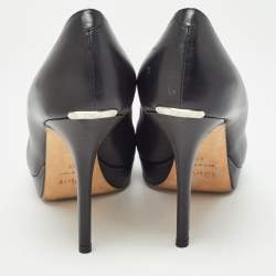 Dior Black Leather Miss Dior Platform Peep Toe Pumps Size 42